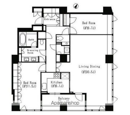 東京都目黒区下目黒２丁目[2LDK/135.12m2]の間取図