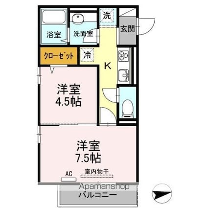 ベイ　ブランシェ白楽町[2K/37.83m2]の間取図