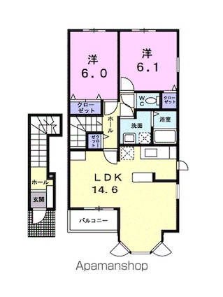 キャピトゥール[2LDK/63.49m2]の間取図
