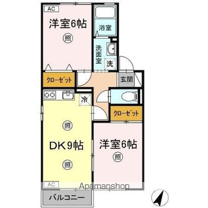 コーポセジュール　Ｂ棟[2DK/50.12m2]の間取図