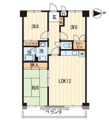香川県高松市屋島西町[3LDK/68.25m2]の間取図