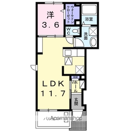 ユアーズ　ヒル　８[1LDK/37.81m2]の間取図