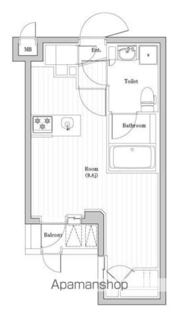レジデンス東中野ガーデン[1R/32.43m2]の間取図