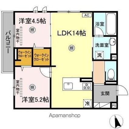 サンコートＨＩＫＡＲＩ[2LDK/56.98m2]の間取図