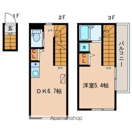 東京都中野区上高田２丁目[1DK/31.9m2]の間取図