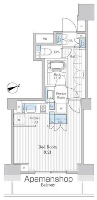 クオリア千代田御茶ノ水[1K/33.61m2]の間取図