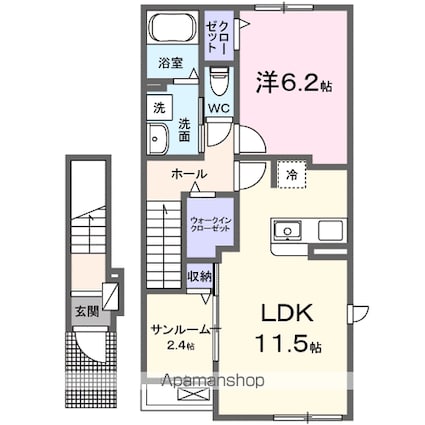 ソール・オリエンス[1LDK/50.96m2]の間取図