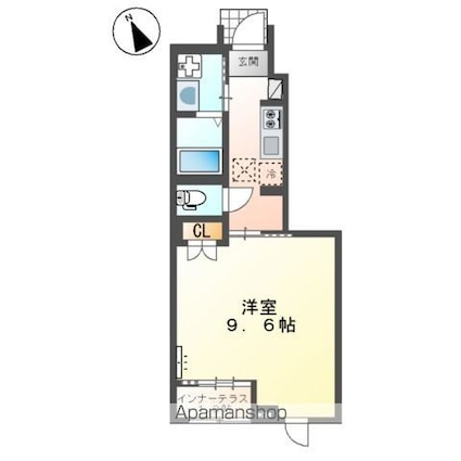 シルヴィオ[1K/33.56m2]の間取図
