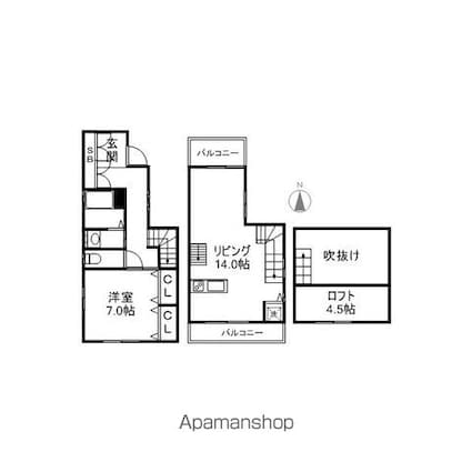 柳川１丁目デザイナーズハウス[1LDK/59.43m2]の間取図