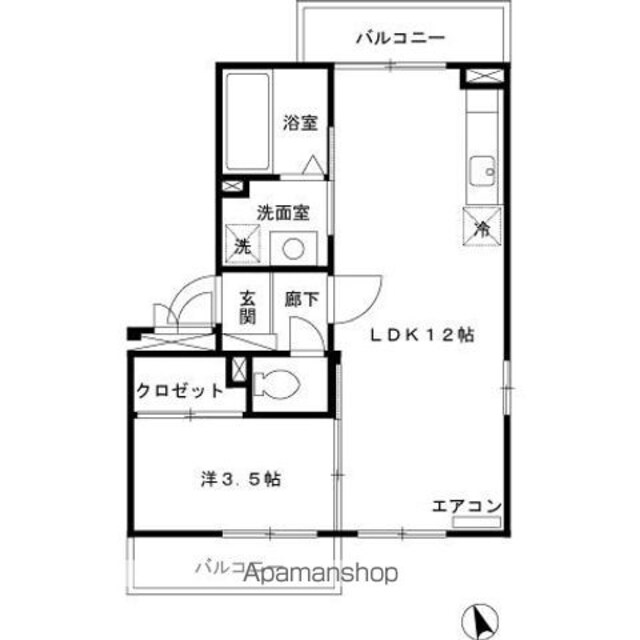 グリーンパーク[1LDK/36.85m2]の間取図