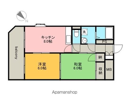 シャインハウスＥ棟[2DK/49.5m2]の間取図