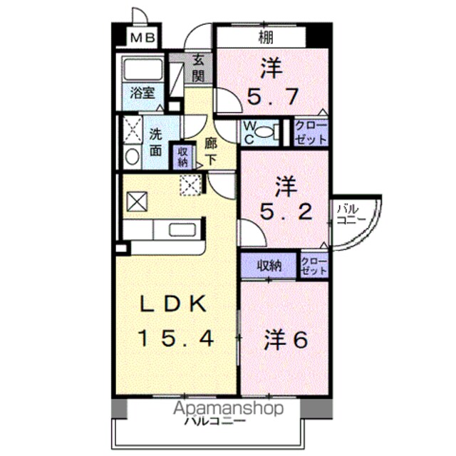 和歌山県和歌山市紀三井寺[3LDK/70.57m2]の間取図