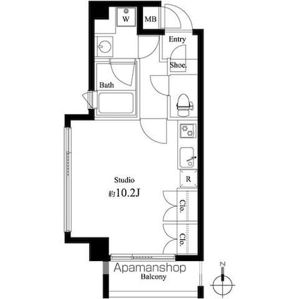 カスタリア尾山台[1R/28.93m2]の間取図