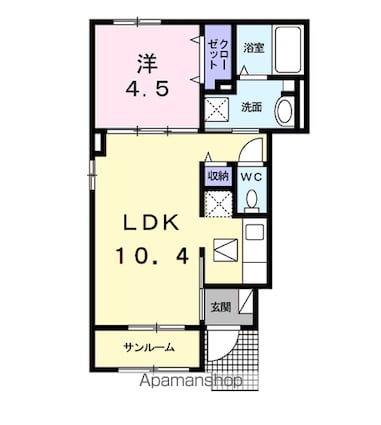 ファミール　セシル[1LDK/40.03m2]の間取図