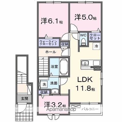 チェリー　レジデンス[2LDK/62.1m2]の間取図