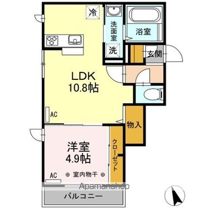 ルミエール西新宿[1LDK/40.35m2]の間取図