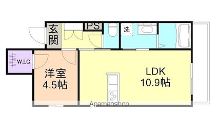 ベレオ小松原[1LDK/40.55m2]の間取図
