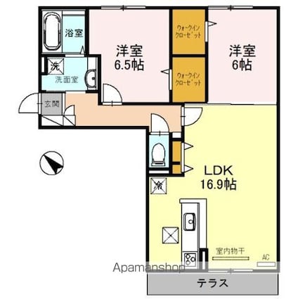 Ｃａｎａｌ寿　Ａ棟[2LDK/69.29m2]の間取図
