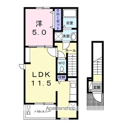 フローリッシュガーデン青地[1LDK/42.28m2]の間取図