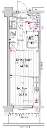 ガーラ・プレシャス四ツ木[1DK/25.51m2]の間取図
