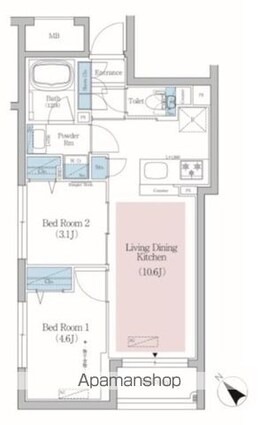 アーバネックス文京小石川[2LDK/40.37m2]の間取図