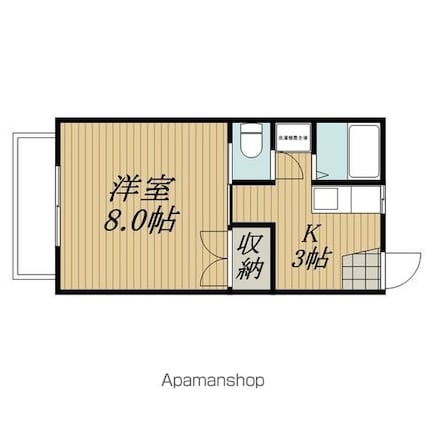 長野県飯田市松尾代田[1K/26.4m2]の間取図