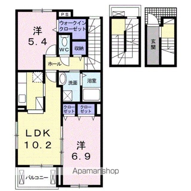 ヴェルソー有本Ⅱ[2LDK/64.56m2]の間取図