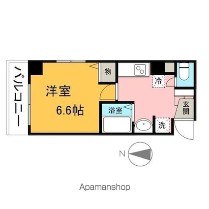 メゾンドロゼ[1K/24.04m2]の間取図