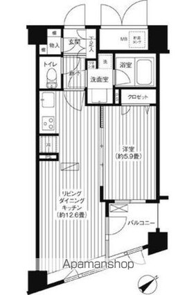 コスモリード新宿余丁町[1LDK/42.82m2]の間取図