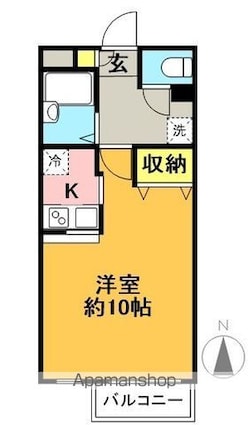ゼフィール梅丘[1K/28m2]の間取図