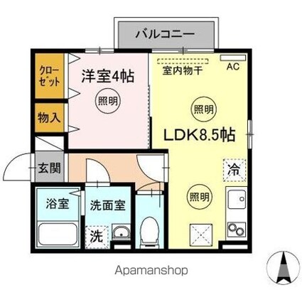 シャレーム田園[1LDK/32.77m2]の間取図