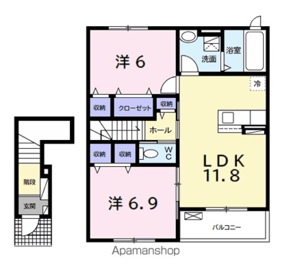 ベルフィオーレ[2LDK/61.3m2]の間取図