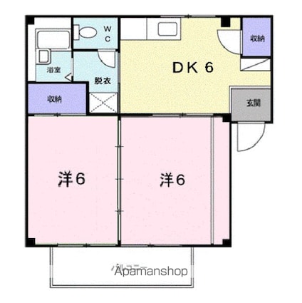 コーポ　サンスカイ２[2DK/41.15m2]の間取図