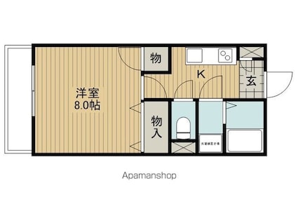 ビューヒメミヤ[1K/27.37m2]の間取図