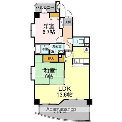 グランウィング[2LDK/64.33m2]の間取図