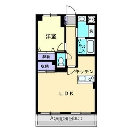 ウイングコート高松[1LDK/43.54m2]の間取図