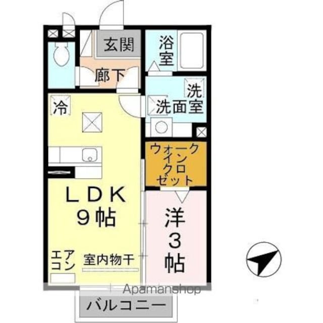 和歌山県和歌山市木ノ本[1LDK/33.39m2]の間取図