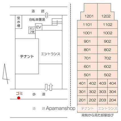 香川県高松市観光通１丁目[1K/24.92m2]の配置図