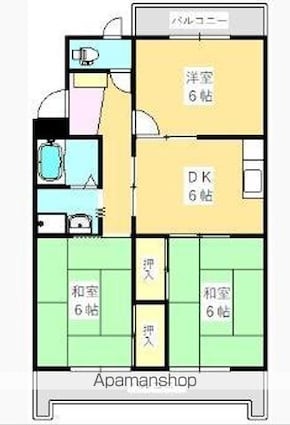 鳴瀬マンション[3DK/59.47m2]の間取図