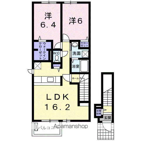 岩出市西国分のアパートの間取り