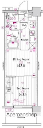 ガーラ・プレシャス四ツ木[1DK/25.51m2]の間取図