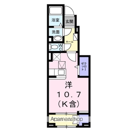 フェリスタ国立[1R/32.28m2]の間取図