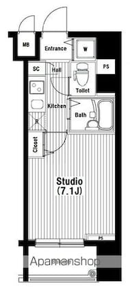 東京都千代田区岩本町３丁目[1K/23m2]の間取図