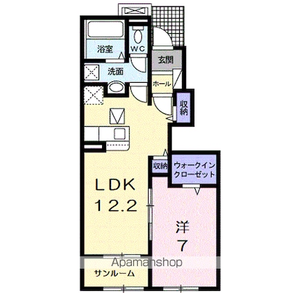 フローラ愛知川[1LDK/50.08m2]の間取図