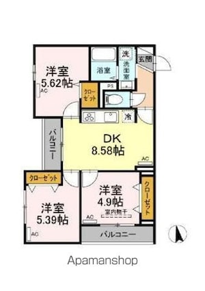 グラナーデ目白御留山[3DK/54.65m2]の間取図