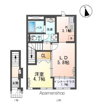 仮）増田１丁目工事[1LDK/42.34m2]の間取図