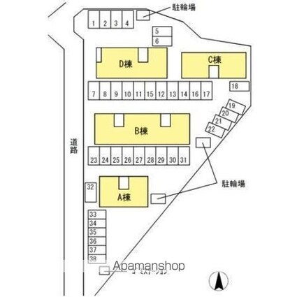 ドミール円座Ｄ棟[2LDK/50.26m2]の配置図
