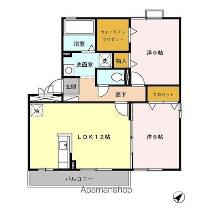 ヴェルドミール[2LDK/59.51m2]の間取図