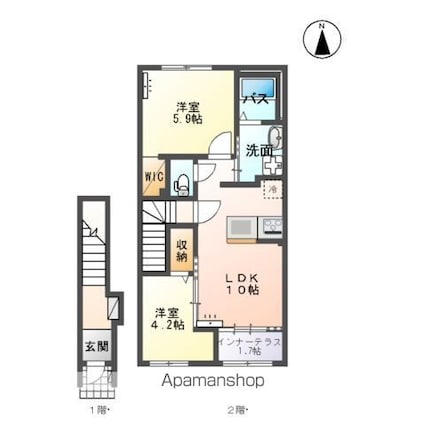 イリアス[2LDK/53.8m2]の間取図