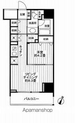 クロスレジデンス白金高輪[1LDK/40.26m2]の間取図